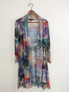 Kozan Watercolour Print Sheer Boho Duster Cardigan Size Large
